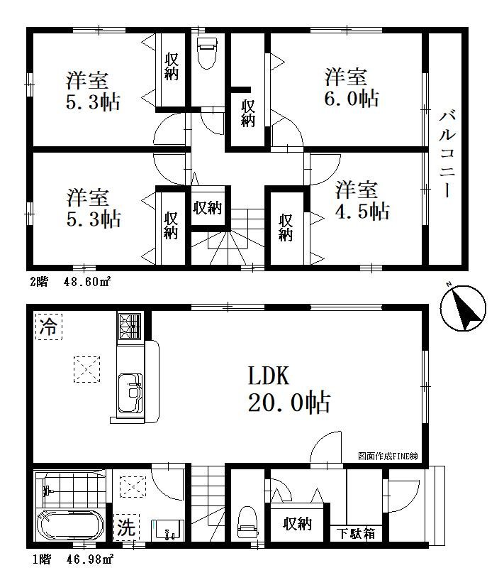 川口市三ツ和１丁目　新築一戸建て　２号棟