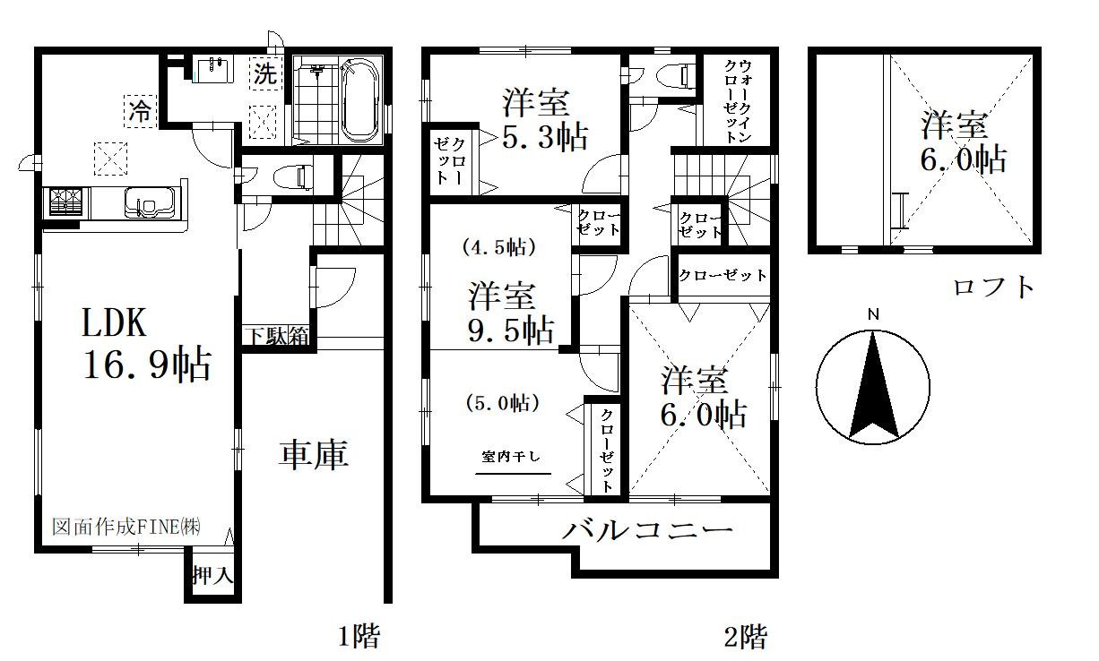 川口市大字里　新築一戸建て　１号棟